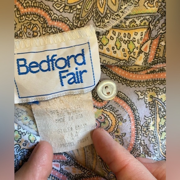 Vintage 70s - 80s Bedford Fair paisley button front dress - collared long sleeve - Picture 16 of 16